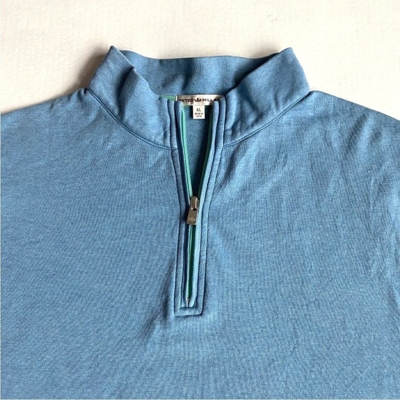 PETER Millar 1/4 Zip Pullover Blue Sweater Golf Mock Neck Mens XL - Picture 2 of 7